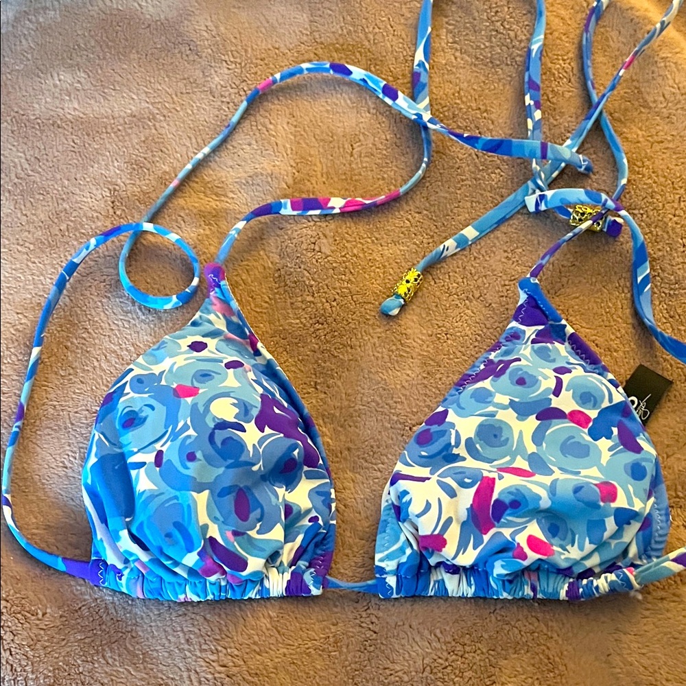 ABS ALLEN SCHWARTZ Colorful Abstract Bikini Top